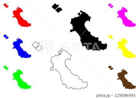 Izumisano city (Japan, Nihon-koku or Nippon-koku, Kansai region) map vector illustration, scribble sketch Izumisano-shi map 129096993