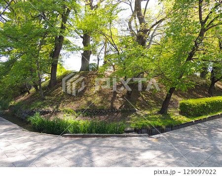 伴野城跡　土塁と堀 129097022