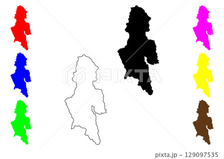 Kanoya city (Japan, Nihon-koku or Nippon-koku, Kyushu region) map vector illustration, scribble sketch Kanoya-shi map 129097535