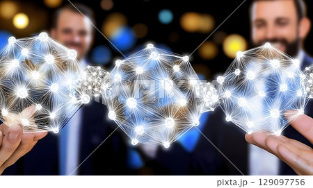 Business people exchanging items indoor 129097756