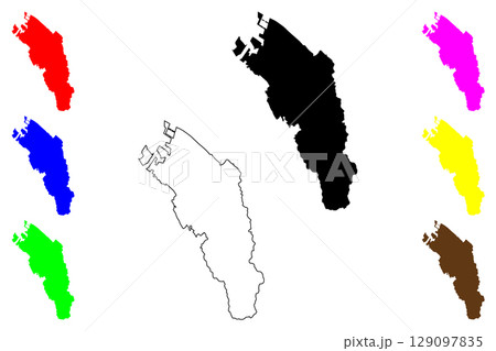 Kishiwada city (Japan, Nihon-koku or Nippon-koku, Kansai region) map vector illustration, scribble sketch Kishiwada-shi map 129097835