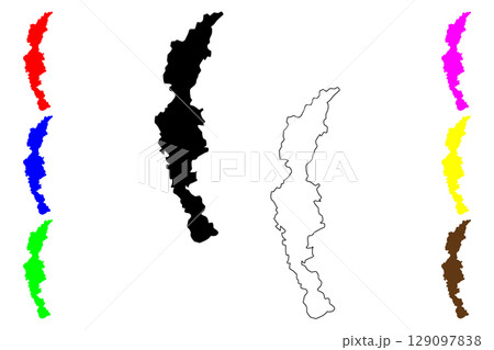 Kofu city (Japan, Nihon-koku or Nippon-koku, Chubu region) map vector illustration, scribble sketch Kofu-shi map 129097838