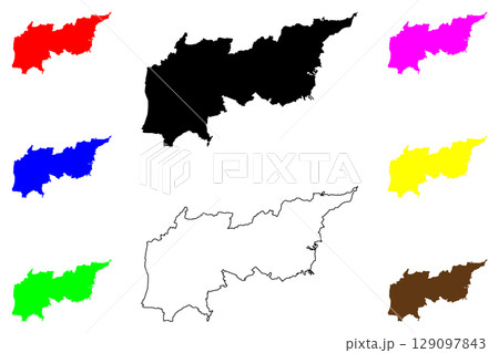 Komaki city (Japan, Nihon-koku or Nippon-koku, Chubu region) map vector illustration, scribble sketch Komaki-shi map 129097843