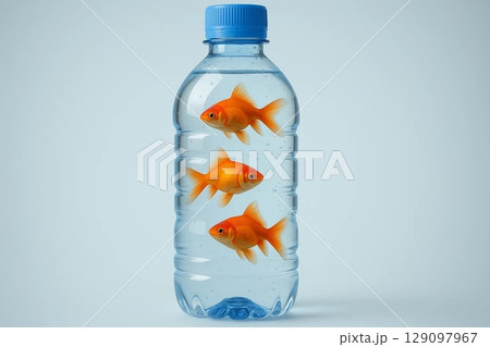 Goldfish in a Water Bottle Conceptual Photography 129097967