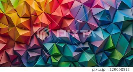 Abstract 3d rendering of chaotic polygonal or Square surface, Futuristic background - Ai Generated 129098512