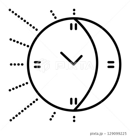 Day and night 24/7 work, black line vector icon. Sun, moon and clock 129099225