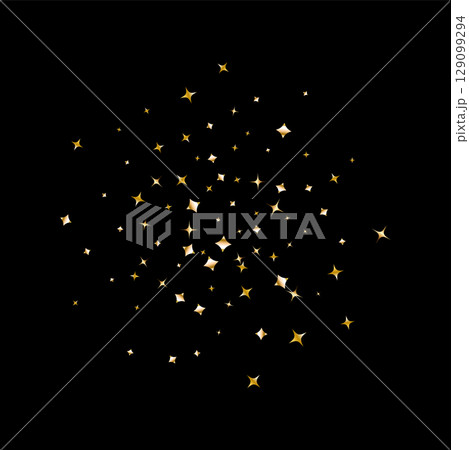Confetti explosion. Golden serpentine ribbons frame design 129099294