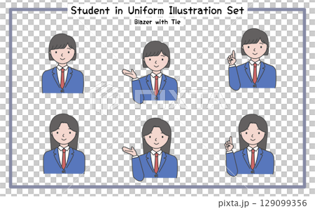 Student Uniform Illustration Set 2-1 (Jacket & Tie) Student Uniform Illustration Set 2-1 (Jacket & Tie) 129099356