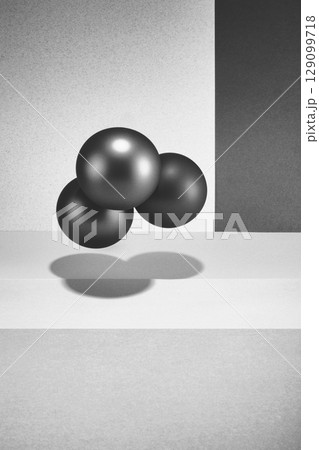 Abstract black and white still-life with balls Abstract black and white still-life with balls 129099718