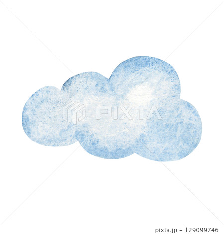 Watercolor Blue cute Cloud. Baby design element. Hand drawn illustration isolated on a white background. For kids goods, prints, cards or invitations. Watercolor Blue cute Cloud. Baby design element. Hand drawn illustration isolated on a white background. For kids goods, prints, cards or invitations. 129099746