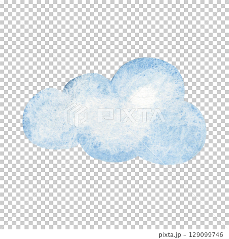 Watercolor Blue cute Cloud. Baby design element. Hand drawn illustration isolated on a white background. For kids goods, prints, cards or invitations. Watercolor Blue cute Cloud. Baby design element. Hand drawn illustration isolated on a white background. For kids goods, prints, cards or invitations. 129099746