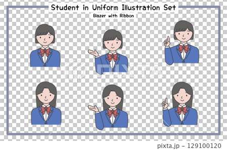 Student Uniform Illustration Set 3-1 (Jacket & Ribbon) Student Uniform Illustration Set 3-1 (Jacket & Ribbon) 129100120