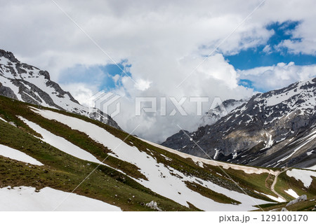 Winter landscape in Picos de Europa, Spain 129100170