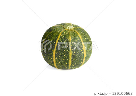 Round ripe zucchini isolated on white background. 129100668