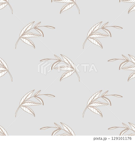 Seamless pattern of a clover. Meadow flower vector ink illustration. Handmade ink art work. 129101176