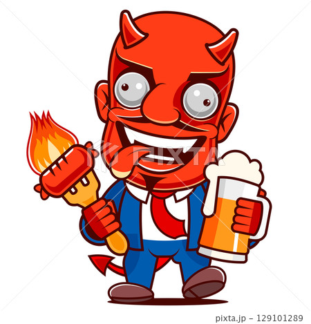 Happy smiling drunk businessman office worker character. Vector flat cartoon Happy smiling drunk businessman office worker character. Vector flat cartoon 129101289