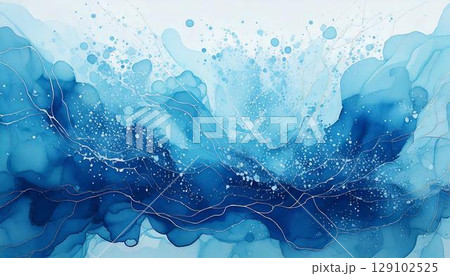 青の水彩アブストラクト背景 129102525
