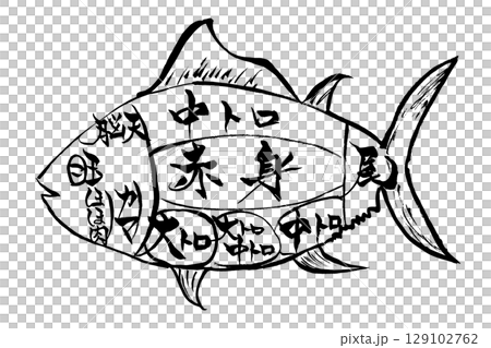 Brush painting of fish parts and names Brush painting of fish parts and names 129102762