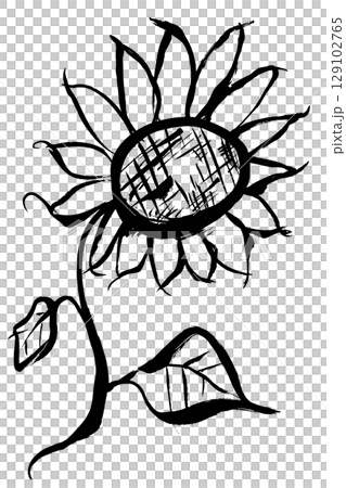 Brush painting sunflower 129102765