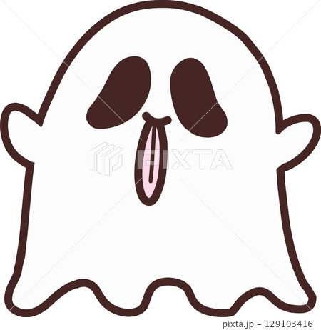舌を出しているかわいいおばけのキャラクター 舌を出しているかわいいおばけのキャラクター 129103416