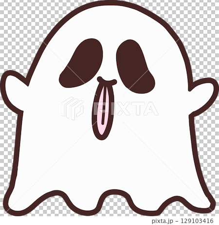 舌を出しているかわいいおばけのキャラクター 舌を出しているかわいいおばけのキャラクター 129103416