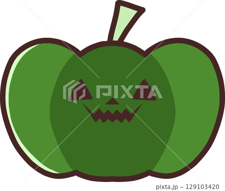 笑うかわいいカボチャ　緑 129103420