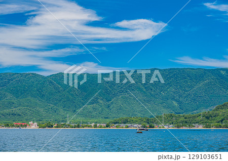 琵琶湖風景 滋賀県高島市海津大崎からの眺め 琵琶湖風景 滋賀県高島市海津大崎からの眺め 129103651