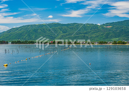 琵琶湖風景　滋賀県高島市海津大崎からの眺め 129103658
