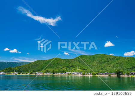 琵琶湖風景　滋賀県高島市海津大崎からの眺め 129103659