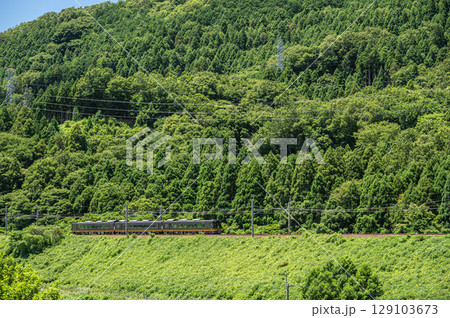 湖西線を行くJR西日本観光列車 はなあかり 滋賀県高島市マキノ町 湖西線を行くJR西日本観光列車 はなあかり 滋賀県高島市マキノ町 129103673