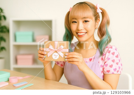 ハンドメイド作家の制作風景 商品撮影 ・アクセサリー制作・販売準備のイメージ素材 ハンドメイド作家の制作風景 商品撮影 ・アクセサリー制作・販売準備のイメージ素材 129103966