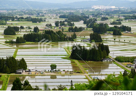 円万寺観音山から見える居久根（いぐね）のある風景 129104171