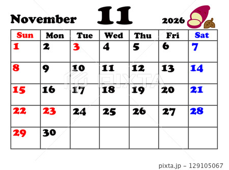 2026 カレンダー 11月 2026 カレンダー 11月 129105067