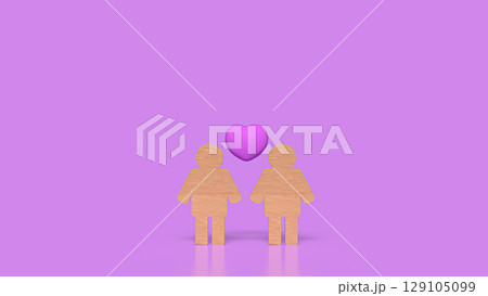 The Wood plate two men and heart for lgbtq concept 3d Rendering. 129105099