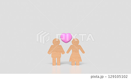 The Wood plate woman and man for couple concept 3d Rendering. 129105102