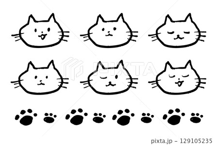 落書き風のかわいい猫イラスト 129105235