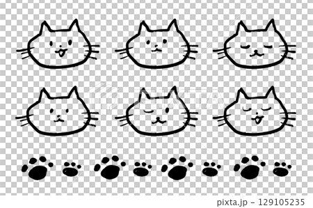落書き風のかわいい猫イラスト 129105235