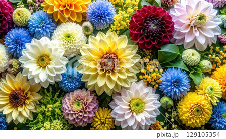 9月誕生花　ダリア　キンモクセイ 129105354