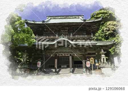 水彩画風　こんぴらさん　旭社　香川県琴平町 129106068