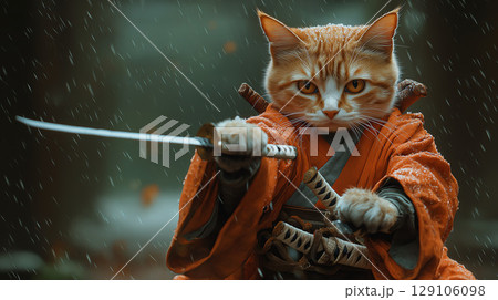 刀を持った武士の猫 刀を持った武士の猫 129106098