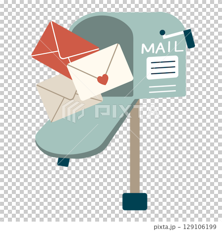 郵便が届いてる郵便ポストのイラスト 129106199