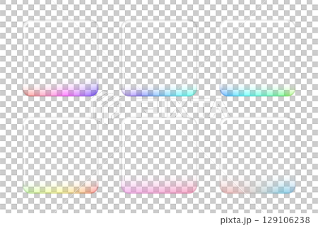 グラデーションの入った角丸正方形のぷっくりした硝子　フレーム　セット　png 129106238