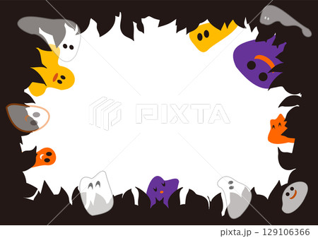 森の中のおばけたち・白背景・透明なおばけつき	 129106366