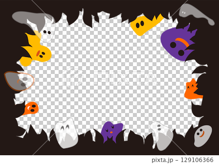 森の中のおばけたち・白背景・透明なおばけつき	 129106366