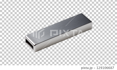 Sleek silver USB flash drive with brushed metal finish for portable data storage and transfer 129106687