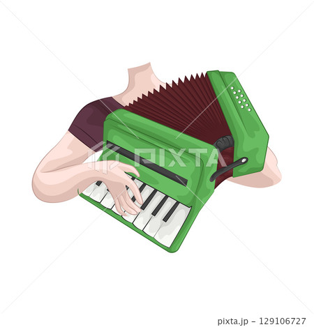 Illustration of Playing the accordion Illustration of Playing the accordion 129106727