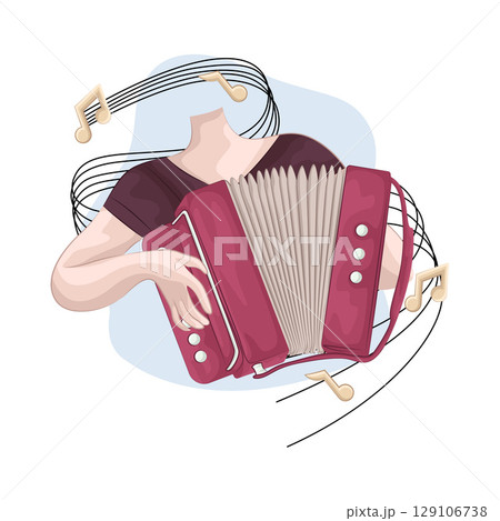 Illustration of Playing the accordion Illustration of Playing the accordion 129106738