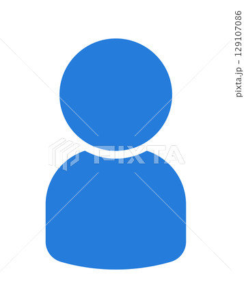 1人の人物のバストアップのシルエットアイコン - シンプルな胸から上の青い人型のイラスト素材 129107086