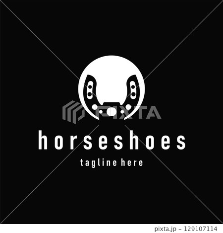 Horseshoe logo concept, illustration of a vintage retro symbol, a simple, modern Texas horseshoe concept and as a symbol of a product brand or template illustration. 129107114