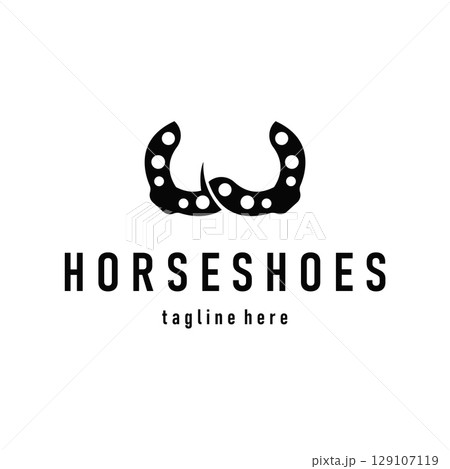 Horseshoe logo concept, illustration of a vintage retro symbol, a simple, modern Texas horseshoe concept and as a symbol of a product brand or template illustration. 129107119